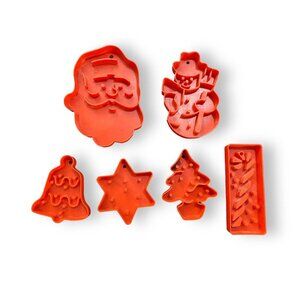 Vintage Christmas Cookie Cutters Santa Snowman Bell Tree Star Candy Cane Plastic